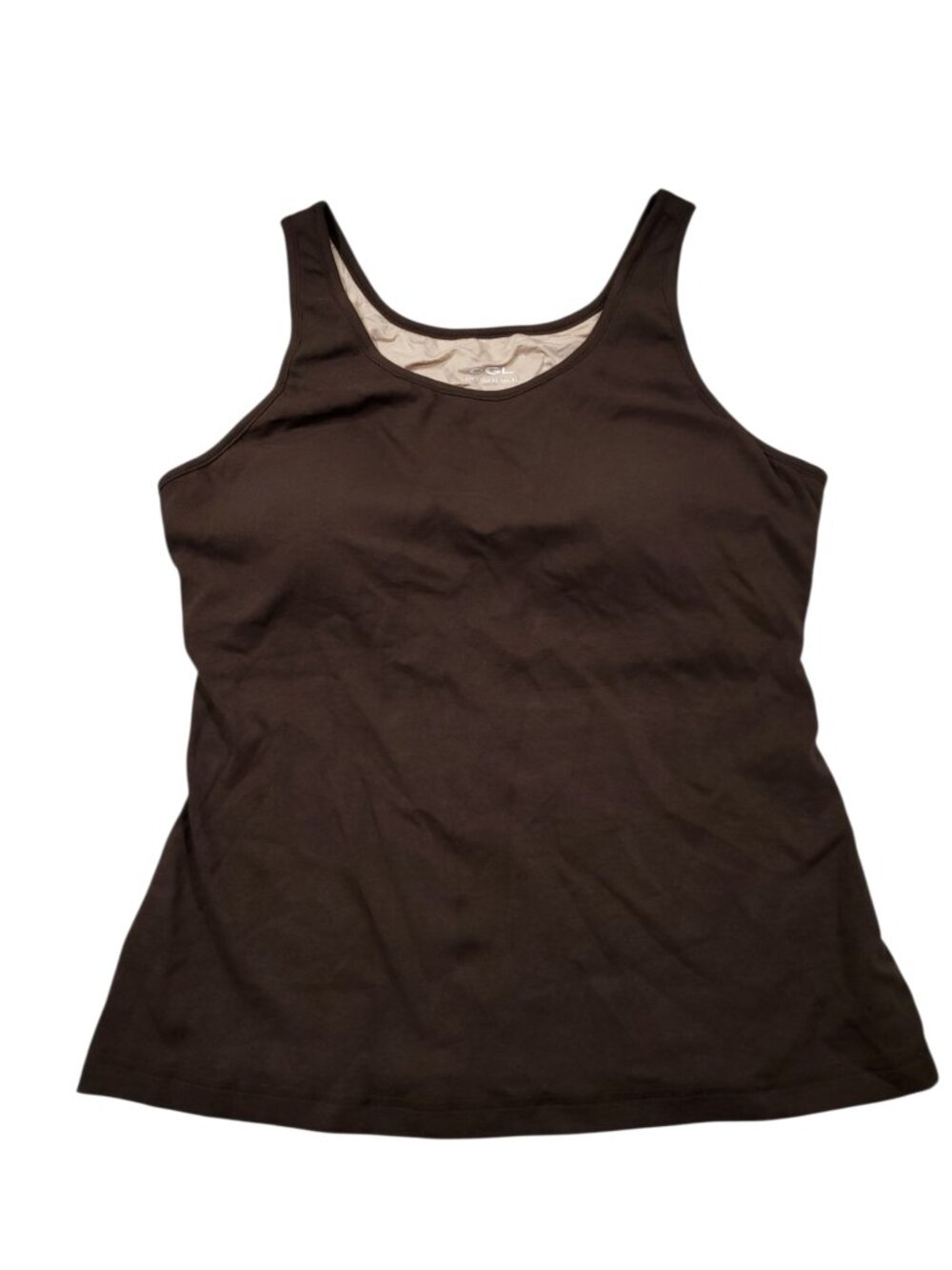OGL Cotton Lyocell U-Neck Bra Tank Top Brami Brown Women's Size XL